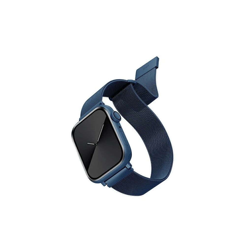UNIQ Dante Strap Apple Watch Series 1/2/3/4/5/6/7/8/9/SE/SE2/SE3 készülékhez rozsdamentes acél szíj 42/44/45mm kék -  Apple Watch Fém Szíjak a Domshop kínálatából