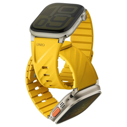 UNIQ Fluo Apple Watch készülékhez szíj 49/46/45/44/42/41/40mm Magnetic sárga -  Apple Watch Szilikon Szíjak a Domshop kínálatából