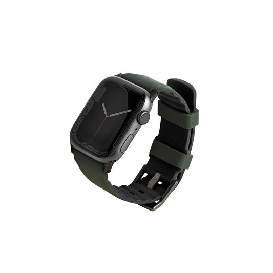UNIQ Linus Strap Apple Watch Series 1-8/SE/SE2/SE3/Ultra/2/3 készülékhez 42/44/45/49mm Airosoft Silicone zöld -  Apple Watch Szilikon Szíjak a Domshop kínálatából