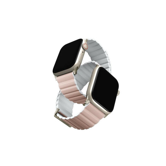 UNIQ Revix Premium szíj Apple Watch Series1-8/SE/SE2/SE3 készülékhez 38/40/41 Edition Reversible Mag rózsaszín-fehér -  Apple Watch Szilikon Szíjak a Domshop kínálatából