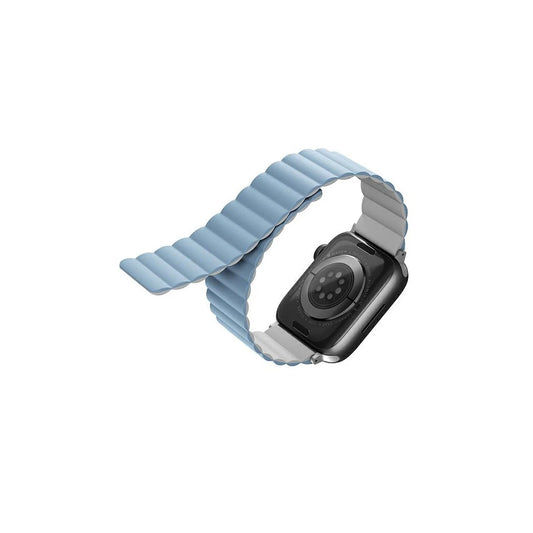 UNIQ Revix Strap Apple Watch Series 1-9/SE/SE2/SE3 készülékhez szíj 38/40/41mm fordítható mágneses fehér-kék -  Apple Watch Szilikon Szíjak a Domshop kínálatából