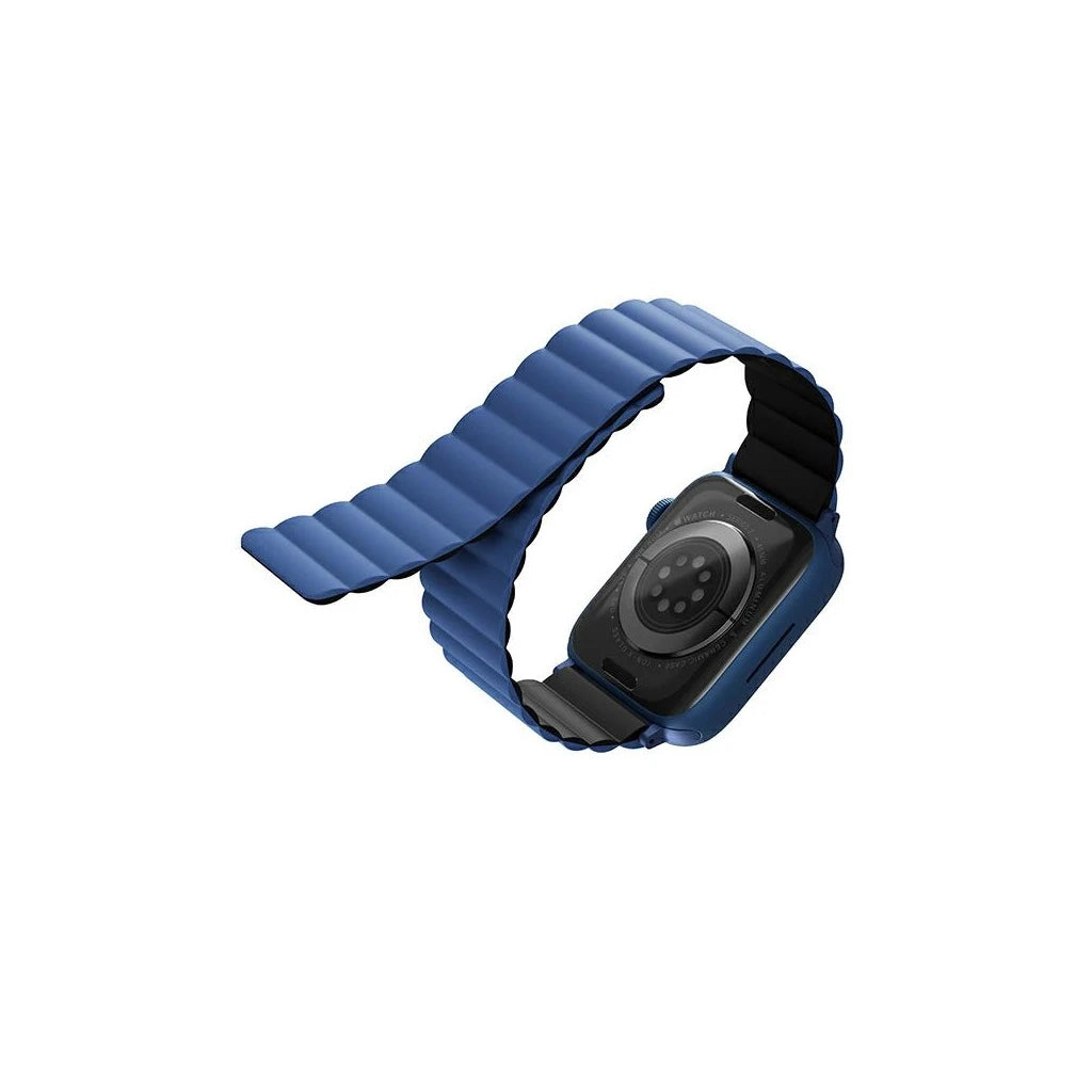 UNIQ Revix óraszíj Apple Watch Series 1-9/SE/SE2/SE3 készülékhez 38/40/41mm fordítható mágneses fekete-kék -  Apple Watch Szilikon Szíjak a Domshop kínálatából