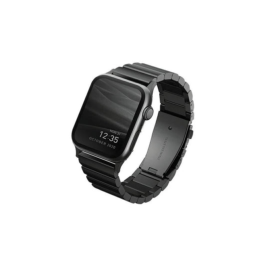 UNIQ Strova Strap Apple Watch 42/44/45 mm Series 4/5/6/7/SE készülékhez rozsdamentes acél éjfekete -  Apple Watch Fém Szíjak a Domshop kínálatából