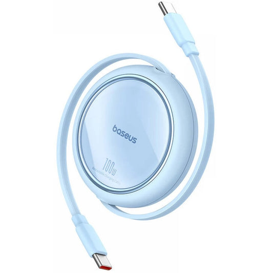 USB Type-C töltő- és adatkábel, USB Type-C, 100 cm, 100W, gyorstöltés, PD, lapos, feltekerhető, Baseus Free2Draw, világoskék -  USB-C kábel a Domshop kínálatából