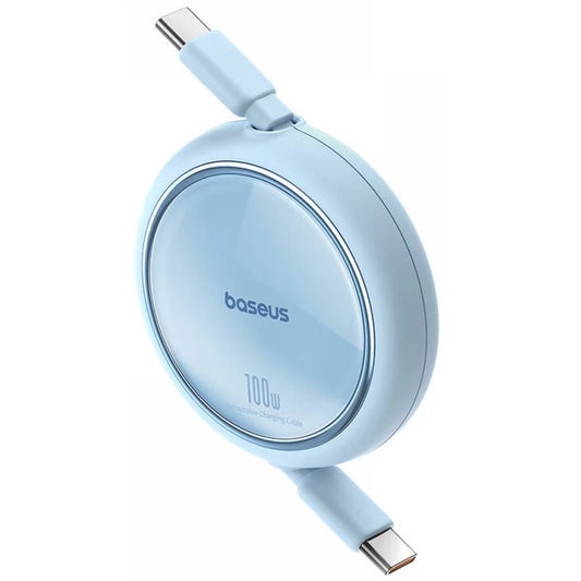 USB Type-C töltő- és adatkábel, USB Type-C, 100 cm, 100W, gyorstöltés, PD, lapos, feltekerhető, Baseus Free2Draw, világoskék -  USB-C kábel a Domshop kínálatából