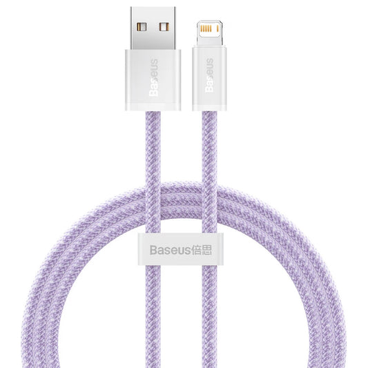 USB töltő- és adatkábel, Lightning, 100 cm, 2400 mA, gyorstöltés, cipőfűző minta, Baseus Dynamic, CALD000405, lila -  Lightning kábel a Domshop kínálatából
