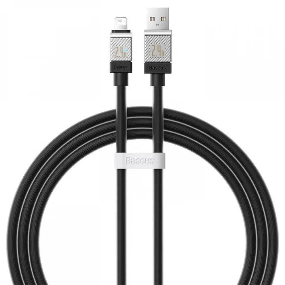 USB töltő- és adatkábel, Lightning, 100 cm, 2400 mA, törésgátlóval, gyorstöltés, Baseus Coolplay, CAKW000401, fekete -  Lightning kábel a Domshop kínálatából