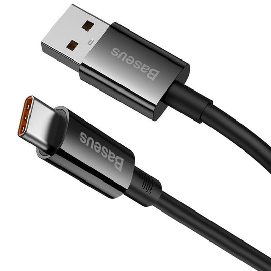 USB töltő- és adatkábel, USB Type-C, 100 cm, 6000mA, 100W, törésgátlóval, gyorstöltés, PD, QC, Baseus Superior, P10320102114-00, fekete -  USB-C kábel a Domshop kínálatából