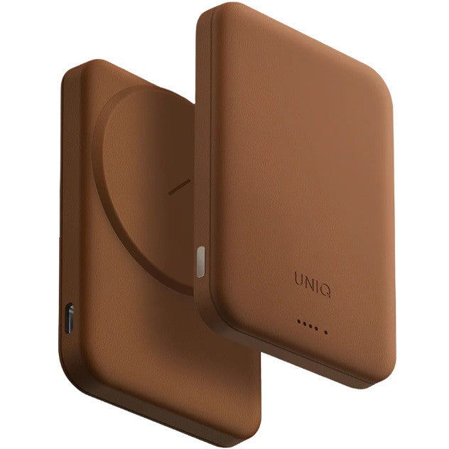 Uniq Lyden Lexa Fast Wireless USB-C PD Powerbank / külső akkumulátor, MagSafe, kompakt, 5000mAh, Caramel, barna -  Power Bank a Domshop kínálatából