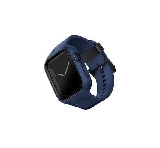 Uniq Monos Apple Watch 44/45mm hibrid szíj + tok, kék -  Apple Watch Szilikon Szíjak a Domshop kínálatából