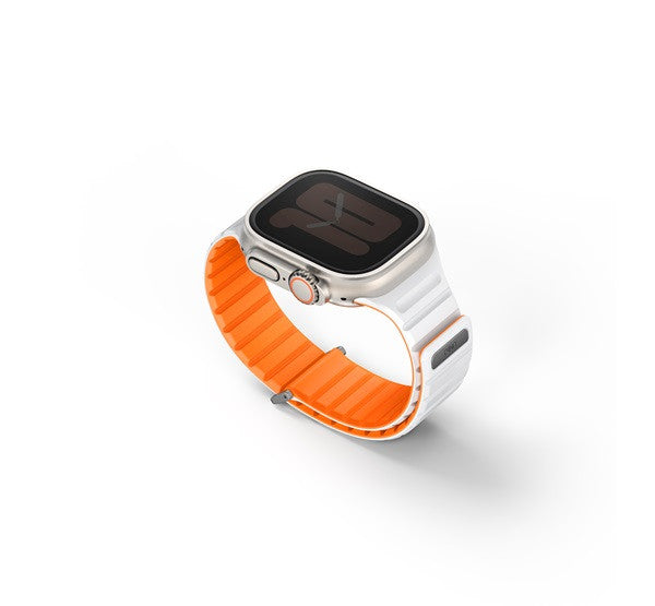 Uniq Revix Evo mágneses Apple Watch szíj, 49/45/44/42MM, narancs /fehér -  Apple Watch Szilikon Szíjak a Domshop kínálatából
