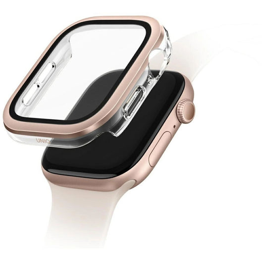 Uniq Voute Apple Watch 11 / Watch 10 46mm műanyag tok, tempered glass kijelzővédő üvegfóliával, rozéarany -  Apple Watch Tokok a Domshop kínálatából